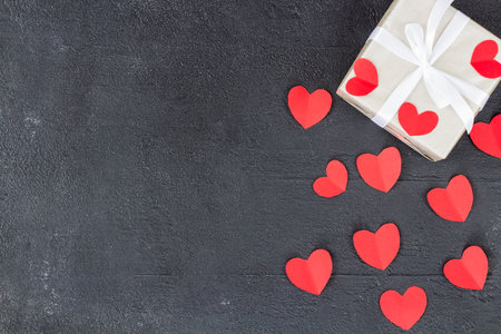 Valentine's day on a dark background. Work for design. holiday atmosphereの写真素材
