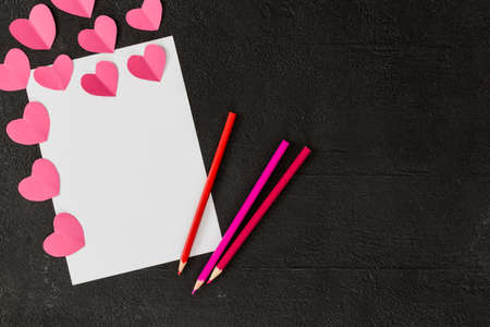 Valentine's day on a dark background. Work for design. holiday atmosphereの写真素材