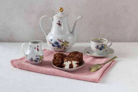 gentle tones, gentle mood of tea drinkingの写真素材
