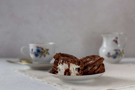 Gourmet Morning Tea with Delicate Sweetsの写真素材