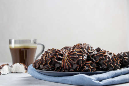 marshmallow in chocolate gourmet delicacyの写真素材
