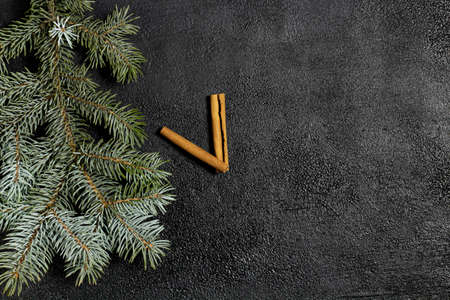 Christmas or New Year, clock, spruceの写真素材