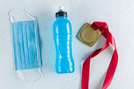 a bottle of isotonic energy drink, sport will beat diseasesの写真素材