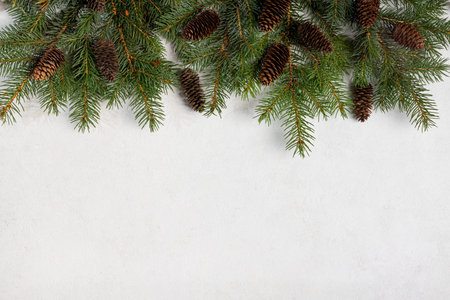 The theme of winter holidays is gifts with Christmas decorations and a Christmas tree. view from...