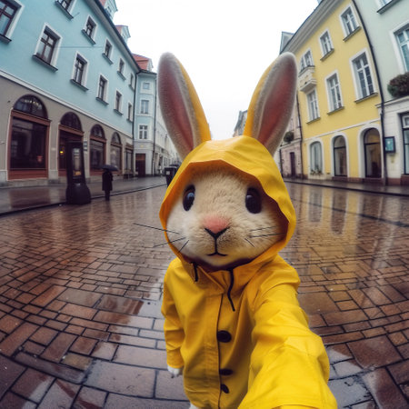 rabbit in the old town. Generative AIの素材