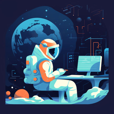 an astronaut on an alien planet, illustration, Generative AIの素材
