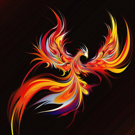 illustration of a Phoenix, Fire, Firebird, mythical creature. Generative AIの素材