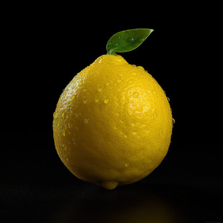 fresh lemon on a black background. Generative AIの素材