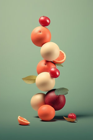 fruit levitation. creative levitation food.の素材