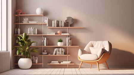 Living room interior in loft, industrial style, 3d renderの素材