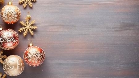 christmas frame of Christmas decorations on the background. copyspace. new year.の素材