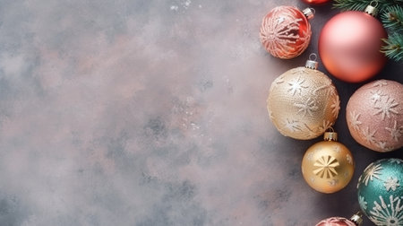 christmas frame of Christmas decorations on the background. copyspace. new year.の素材