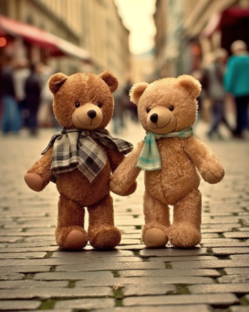 Best Friends Teddy bears Concept of love, family and friendship. valentine's day.の素材