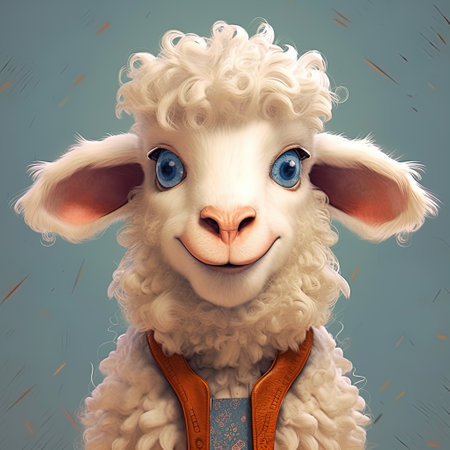 Merry sheep. animal in cartoon style. Illustration.の素材