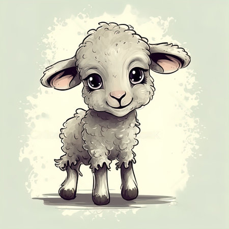 Merry sheep. animal in cartoon style. Illustration.の素材