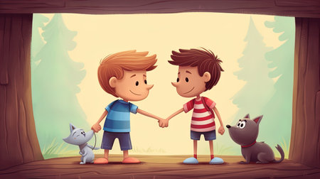 friends' day. the concept of friendship. illustration. Generative AI.の素材