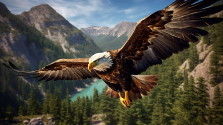An adult bald eagle (Haliaeetus leucocephalus), Alaska, United States of America, North America Generative AIの素材