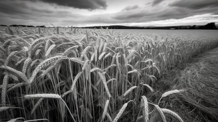Close up of wheat ears, field of wheat in a summer day Generative AIの素材