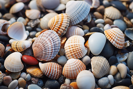 Landscape with shells on tropical beach Generative AIの素材