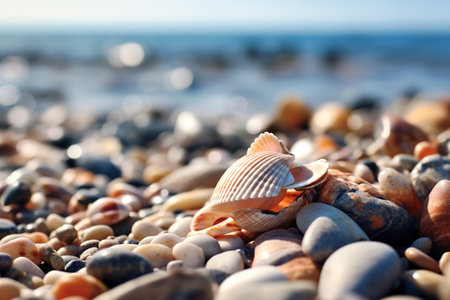 Landscape with shells on tropical beach Generative AIの素材