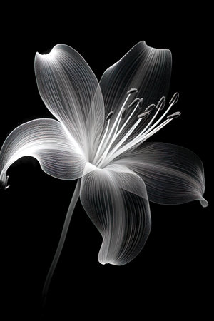 abstract lily, black and white illustration Generative AIの素材