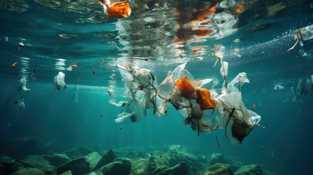 Environmental pollution on the beach Generative AIの素材