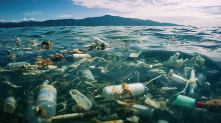 Environmental pollution on the beach Generative AIの素材