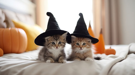 kittens in Halloween costume. Generative AIの素材