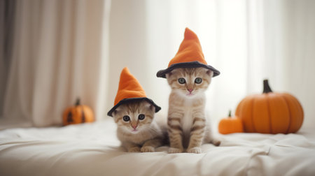 kittens in Halloween costume. Generative AIの素材