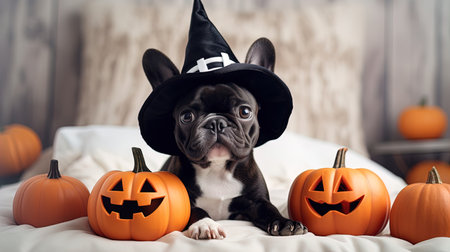 dog in Halloween costume. Generative AIの素材