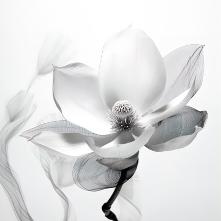 abstract magnolia petals, black and white illustration Generative AIの素材