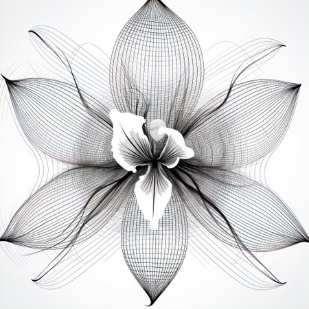 abstract orchid petals, black and white illustration Generative AIの素材