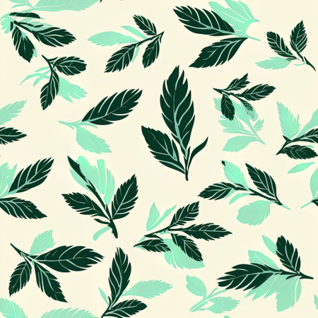 background pattern with mint leaves. Generative AIの素材