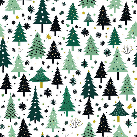 Collection of Christmas trees, modern flat design. Can be used for printed materials - leaflets, posters, business cards or for web. Generative AIの素材