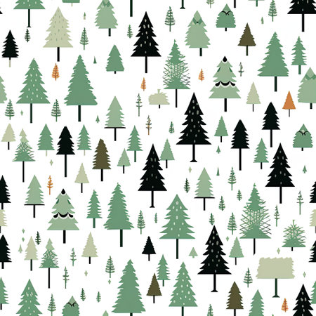Collection of Christmas trees, modern flat design. Can be used for printed materials - leaflets, posters, business cards or for web. Generative AIの素材