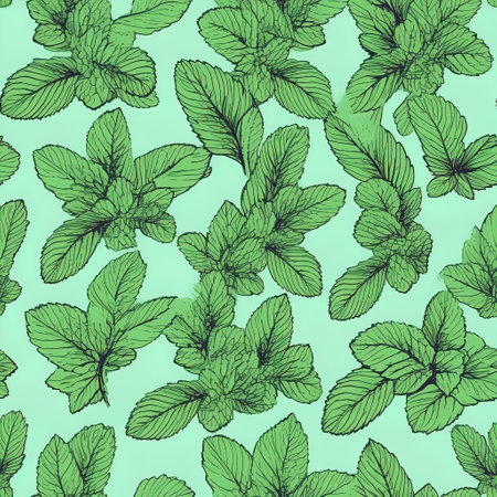 background pattern with mint leaves. Generative AIの素材