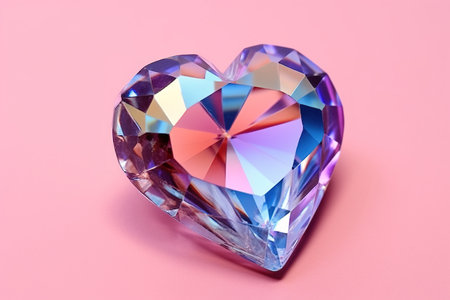 crystal heart on the background. 3d rendering. 3D illustration Generative AIの素材