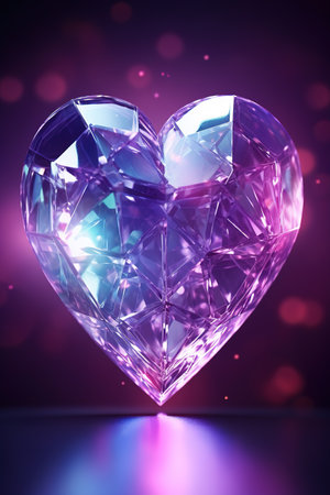crystal heart on the background. 3d rendering. 3D illustration Generative AIの素材