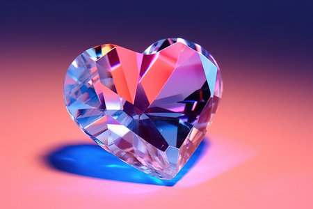 crystal heart on the background. 3d rendering. 3D illustration Generative AIの素材
