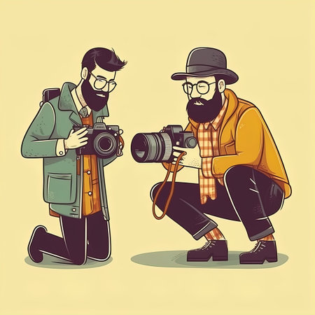 photographer's day, flat illustration Generative AIの素材