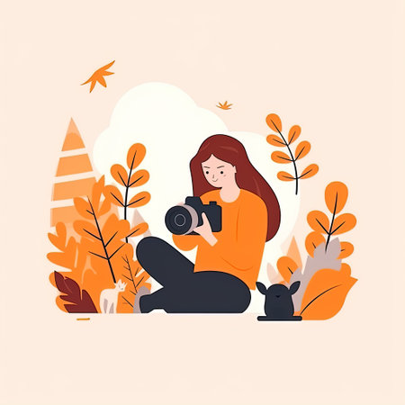 photographer's day, flat illustration Generative AIの素材