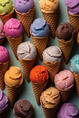 Ice cream cone on the background. Generative AIの素材