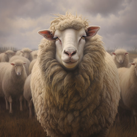 Merino sheep farm pasture countryside Generative AIの素材