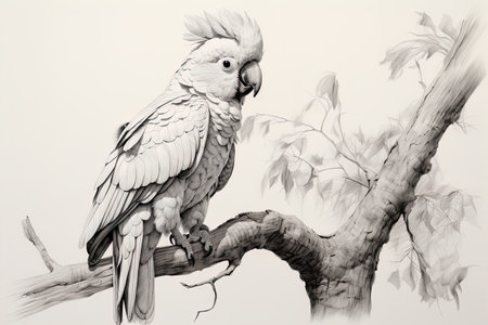 Cockatoo isolated on white background Generative AIの素材