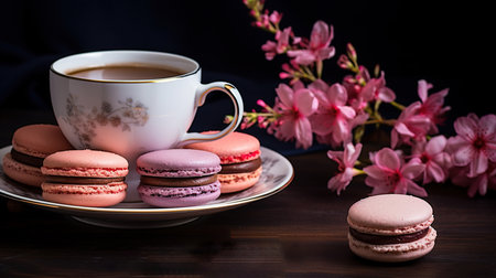 homemade pasta on an elegant dish with tea Generative AIの素材