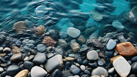 Abstract nature pebbles background. Blue pebble texture. Stone background Generative AIの素材
