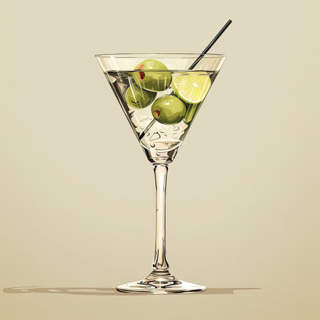 Martini glass vector illustration, flat design.の素材