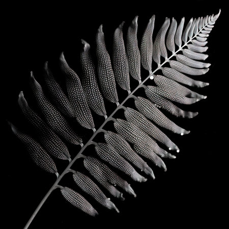 abstraction fern, black and white on white backgroundの素材