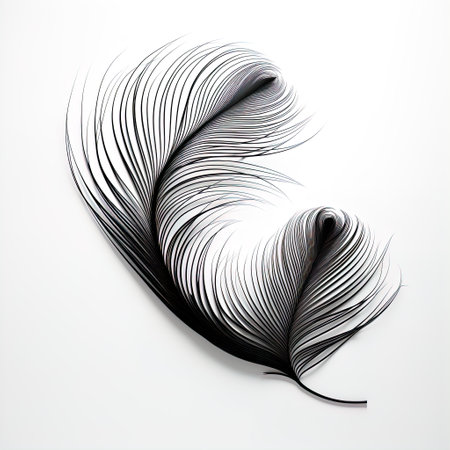 abstraction peacock feather, black and white on white background Generative AIの素材