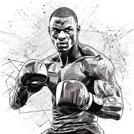 Male boxer linear art illustration.の素材